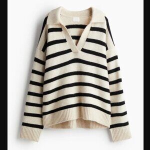 H&M Fine Knit Striped Collared Sweater